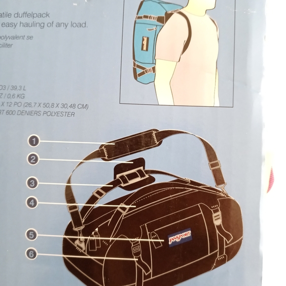 ❌SOLD❌RARE NWT NIB Jansport 20" Crazy White Dots Duffelpack Duffle Backpack - Picture 10 of 11